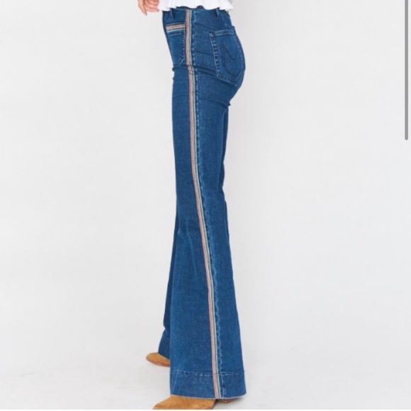 Show Me Your Mumu Farrah Trouser Flare Sunset Strip Bell Bottom Striped Jeans 29 - Picture 4 of 10